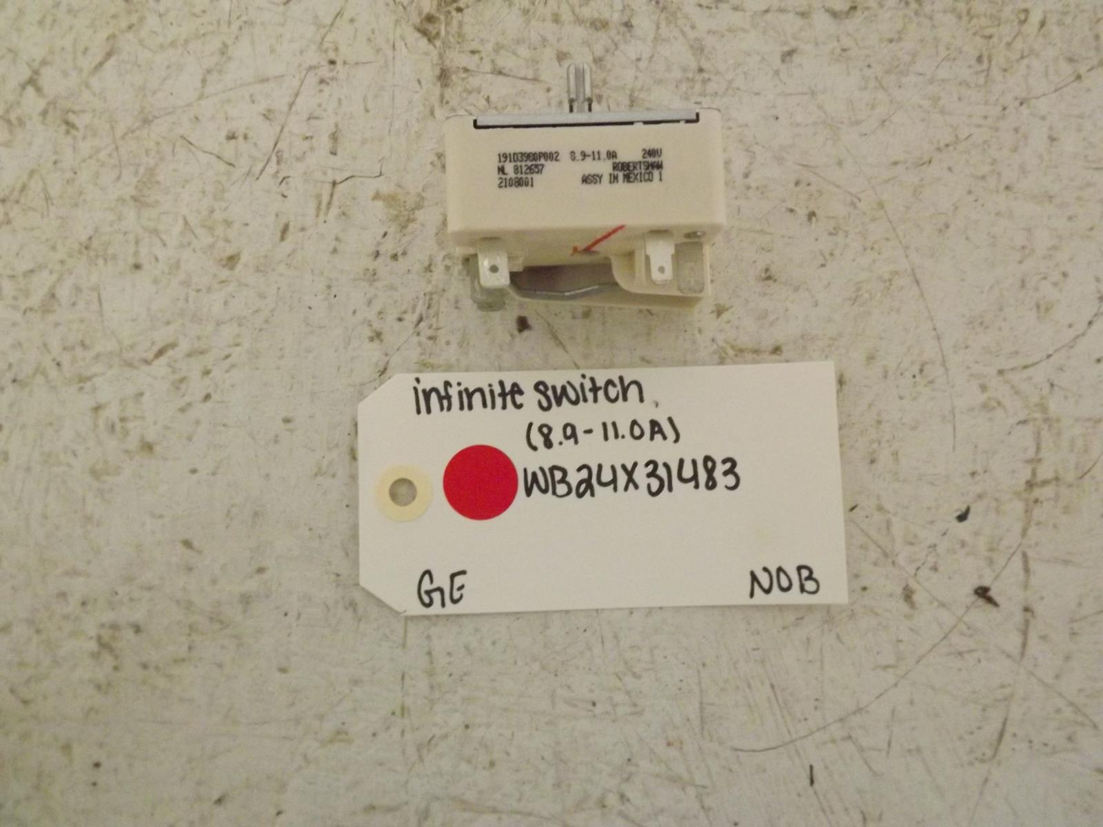 GE Range WB24X31483 Infinite Switch (8.9 - 11.0A) NOB GE Range WB24X31483 Infinite Switch (8.9 - 11.0A) NOB